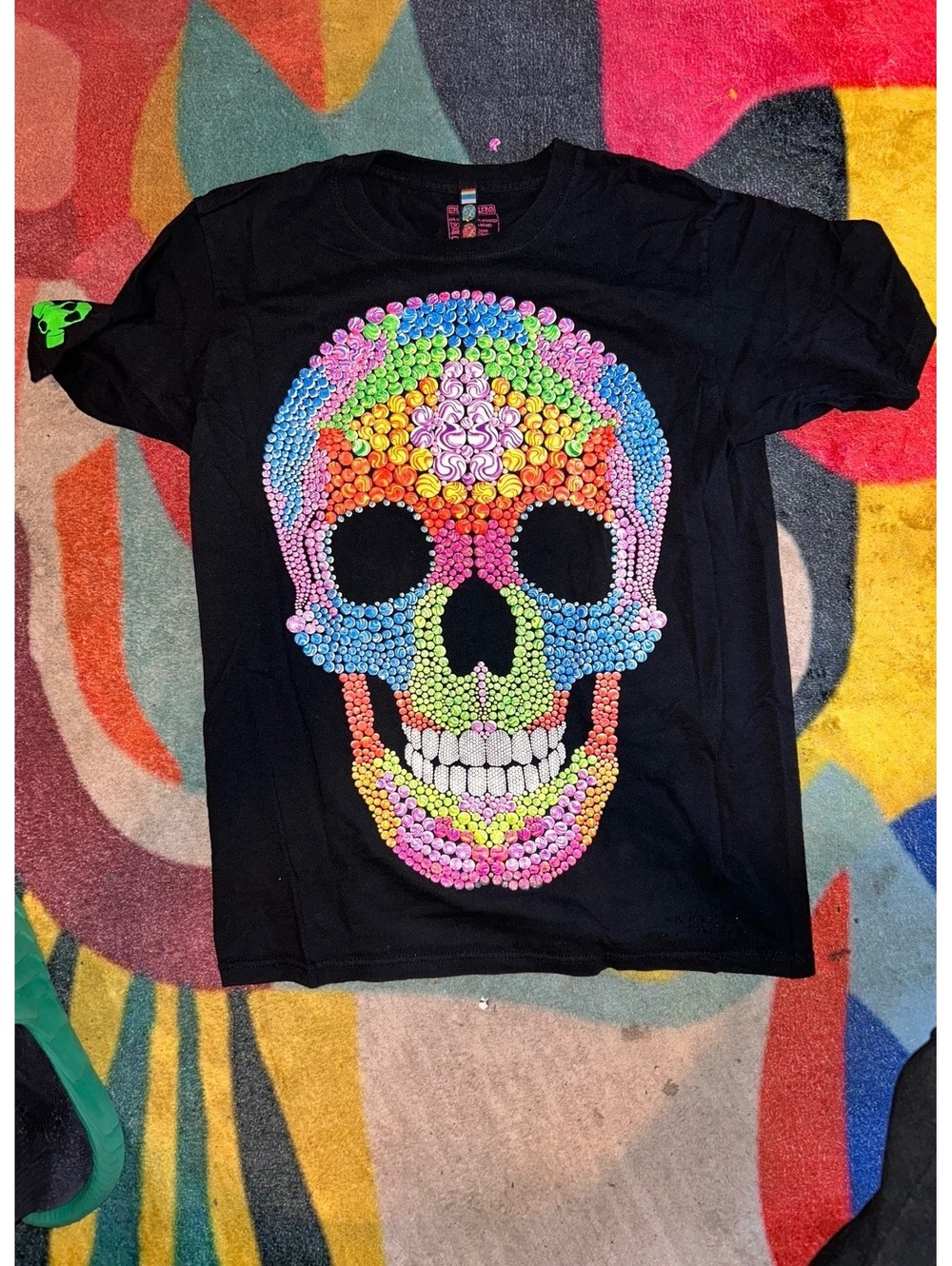 Desigual Medium Black T-Shirt with Colorful Skull Design